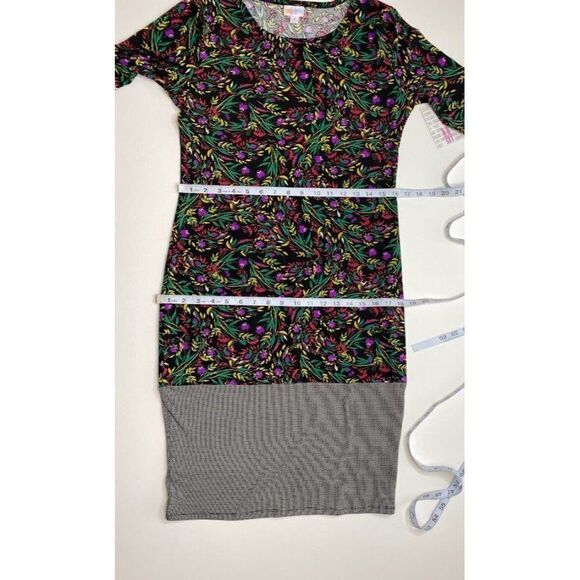 LuLaRoe Julia Dress Contrast Pattern Floral Dots Medium NEW - Picture 5 of 6